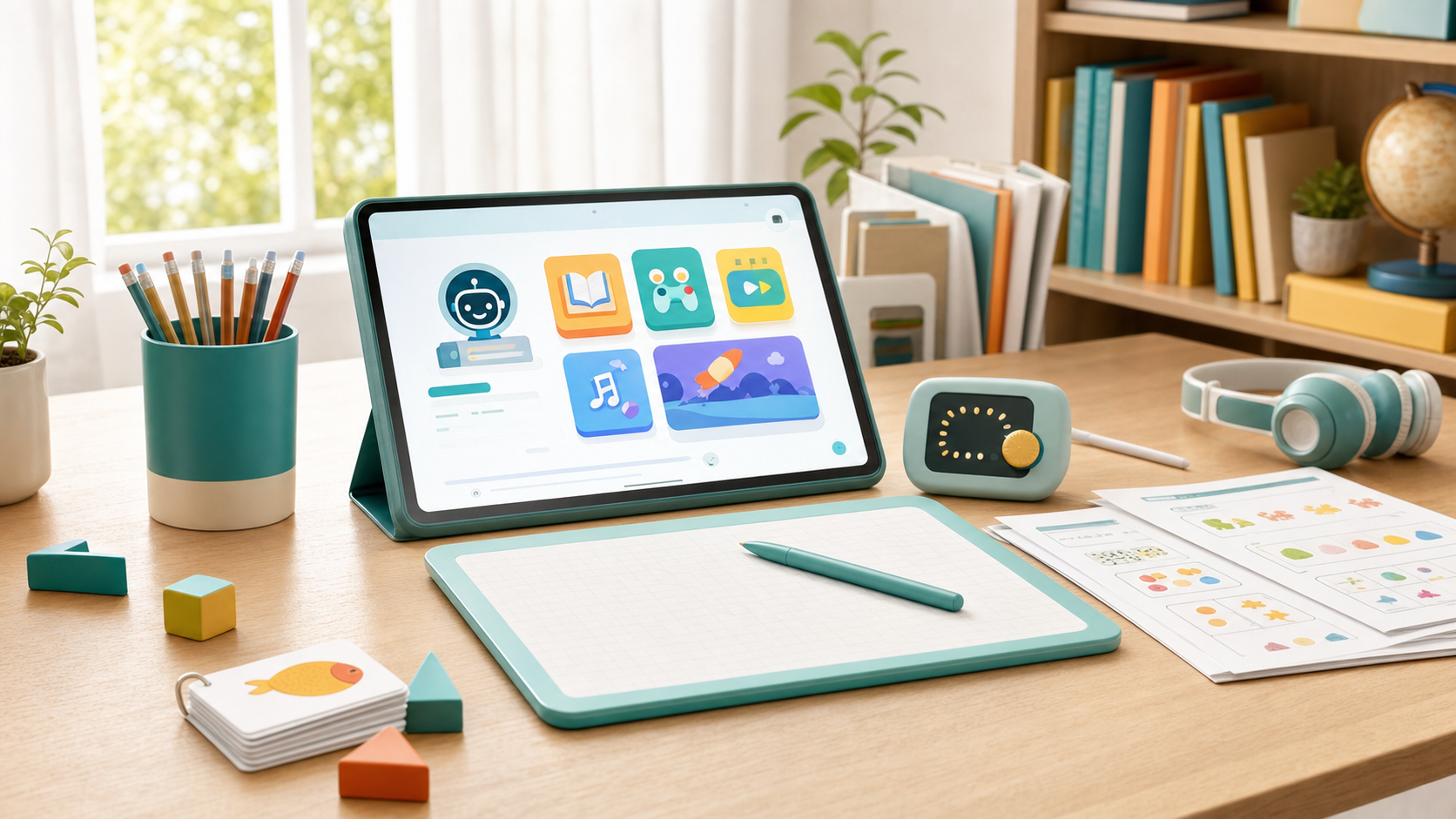 コミコミプロプランの学習タブレットとプリント教材のイメージ